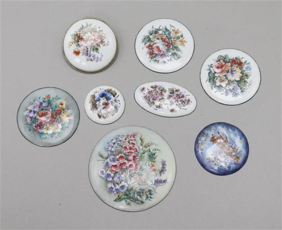 Seven Russian enamel on copper plaques